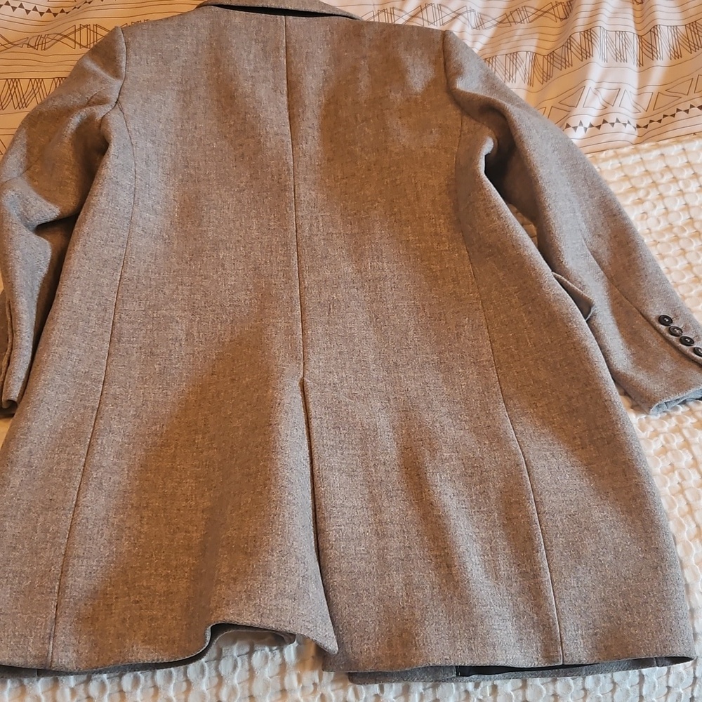 Zara Grey Faux Wool Coat Xl - Picture 4 of 7